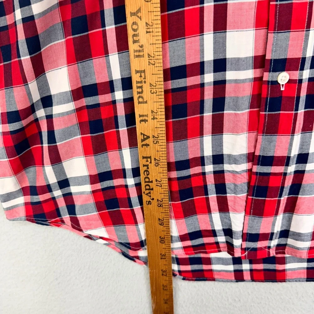 VTG Polo Ralph‎ Lauren WHITFIELD Shirt Mens Large Red Plaid Long Sleeve Cotton